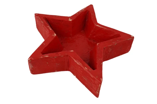 10" Red Solid Wood Star Shaped Dough Bowl - 880024925820