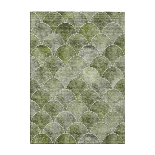 9' X 12' Green Artichoke Green And Gray Abstract Washable Indoor Outdoor Area Rug - 608219011758