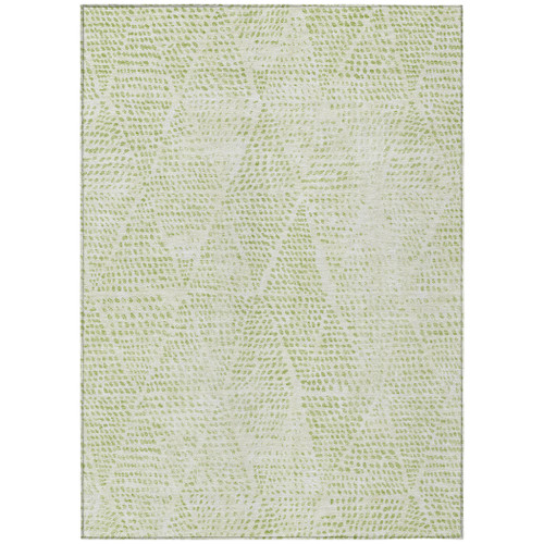10' X 14' Artichoke Green And Ivory Geometric Washable Indoor Outdoor Area Rug - 608219014230