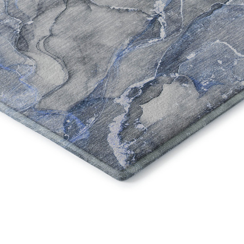8' X 10' Blue And Ivory Abstract Washable Area Rug With UV Protection - 880024740904