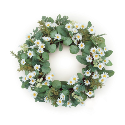 23" White And Green Mixed Assortment Artificial Wreath - 880016757927