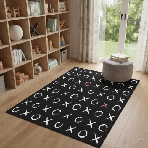 4' X 5' Black And White XOXO Youthful Washable Area Rug - 880024957302