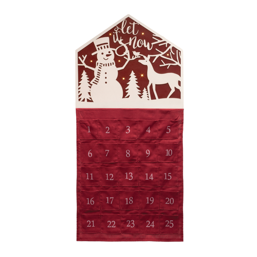 Christmas Advent Calendar Let it Snow Wood Hanging Wall Decor - 880016399783