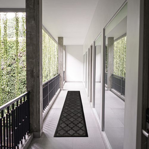 Charcoal Trellis Indoor Outdoor Runner Rug - 880016469998