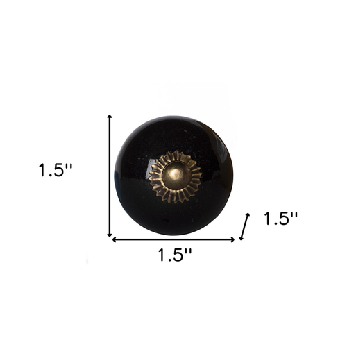 Set of Eight Brown And Black Ceramic And Metal Drawer Pull Knobs - 608219299620