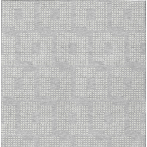 10' X 14' Silver And Ivory Geometric Washable Indoor Outdoor Area Rug - 608219347277