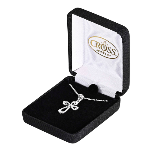 Necklace Open Bud Cross SilverPlated 18L - 603799689892