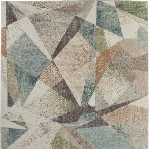 10' X 13' Ivory Blue And Green Checkered Area Rug - 880016871210