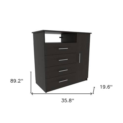 36" Black Four Drawer Dresser - 608219342050