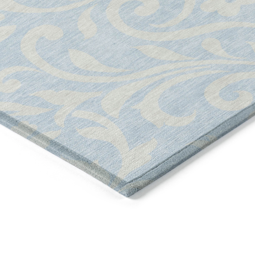 10' X 14' Sky Blue And Ivory Floral Washable Indoor Outdoor Area Rug - 608219217419