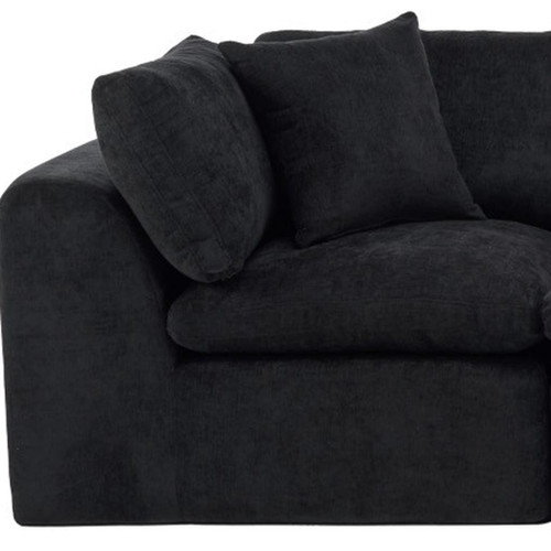 138" Black Chenille Modular Sofa With Toss Pillows - 880024922461