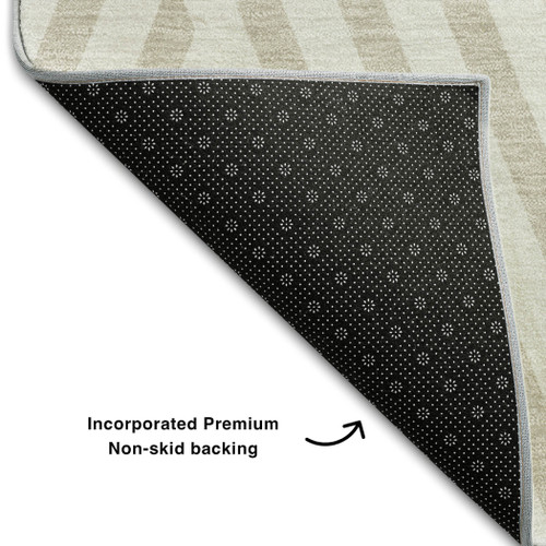 5' X 8' Ivory And Beige Geometric Washable Area Rug With UV Protection - 880016722031