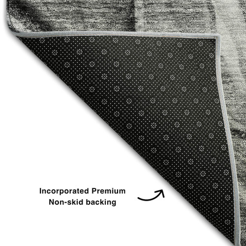 3' X 5' Gray And Ivory Abstract Washable Area Rug With UV Protection - 880016477955