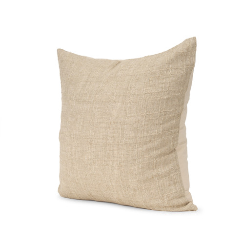22" Beige Cotton Blend Throw Pillow Cover with Texture - 880024865553