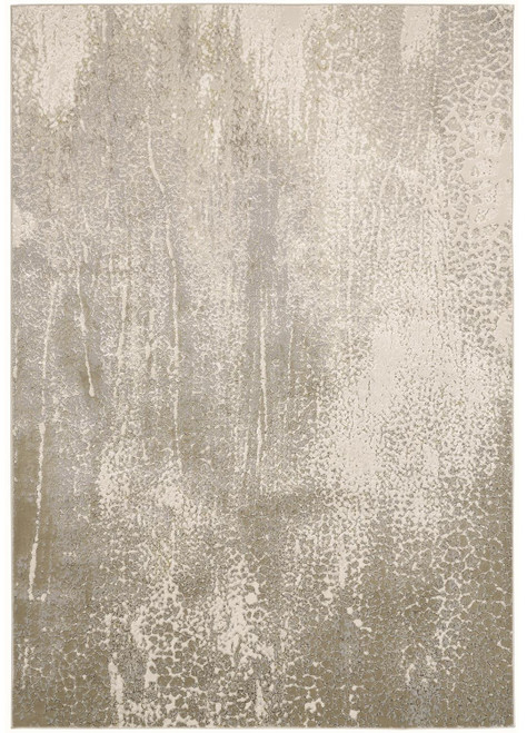 10' X 13' Ivory Gray And Gold Abstract Stain Resistant Area Rug - 606114122098