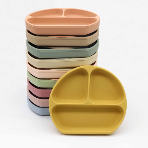 Baby Silicone Compartment Plate With Wooden Spoon - 716252334823