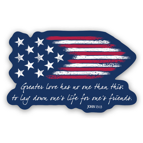Sticker Patriotic Flag  No Greater Love  - 603799705196