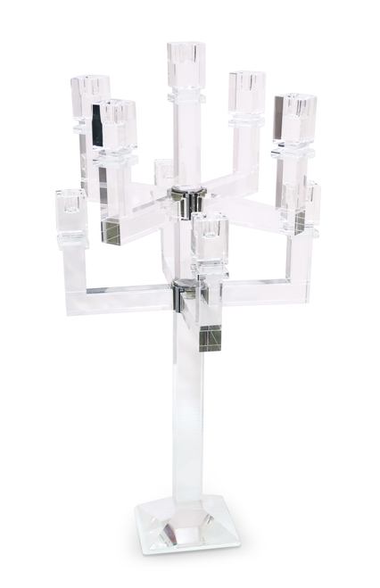 25" Clear Faceted Crystal Tabletop Candelabra Candle Holder - 880016820119