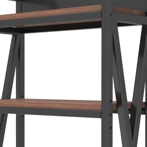 Metal and Wood Four Tier Etagere Bookcase