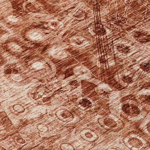 8' X 10' Orange Ikat Washable Indoor Outdoor Area Rug - 608219284565