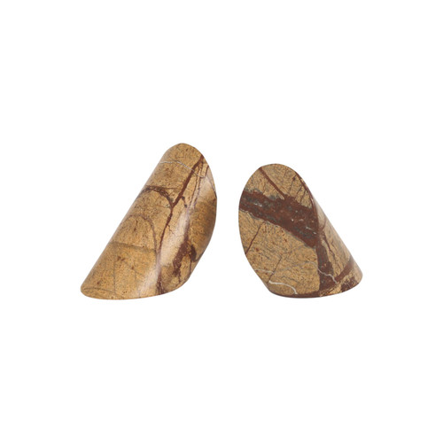 Set of Two Brown Marble Geometric Decorative Bookends - 880024880426