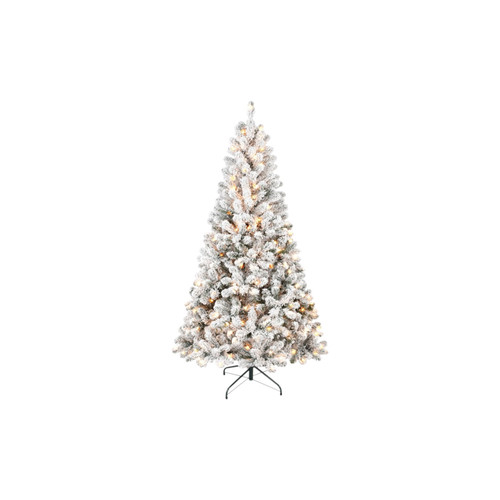 5' Pre Lit Full Flocked Spruce Christmas Tree - 880016649024