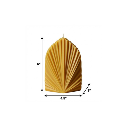 6" Gold Lily of the Valley Scented Dimensional Palm Leaf Candle - 880016850628