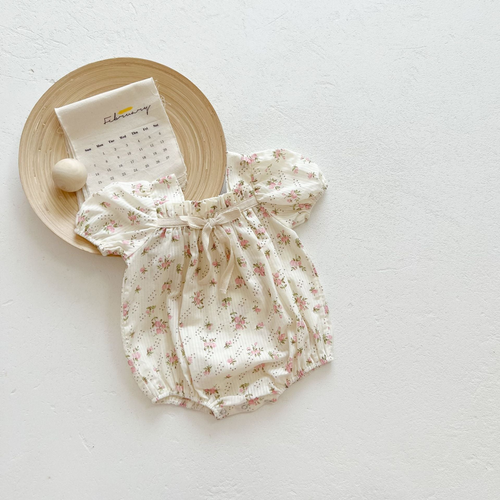 Baby Girl Lovely Bow-Tie Short-Sleeved Onesies - 643491117699