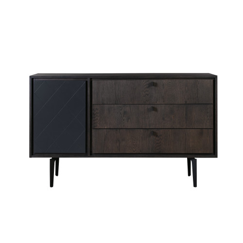 63" Dark Gray Finish Solid Wood and Metal Three Drawer Standard Dresser - 606114685890