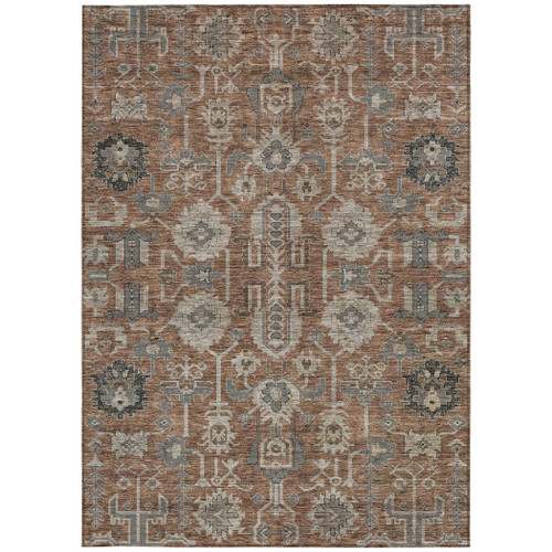9' X 12' Brown Gray And Charcoal Oriental Washable Indoor Outdoor Area Rug - 608219295967