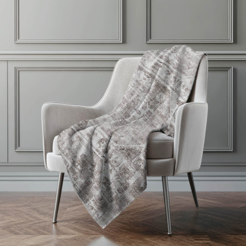 50" X 70" Gray And Charcoal Damask Polyester Woven Plush Throw Blanket - 880024591988