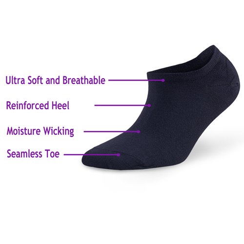 6 Pairs Men's Bamboo No Show Sneaker Socks Ultra Soft Moisture-Wicking - 742137057129