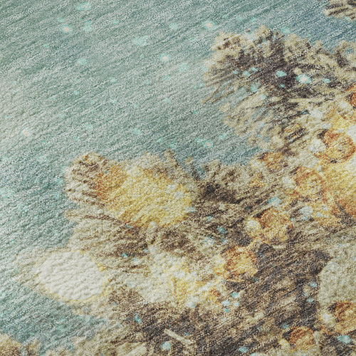 8' X 10' Blue Gold And Ivory Christmas Distressed Washable Area Rug With UV Protection - 880024668062