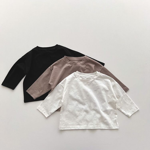 Baby Boy And Girl Solid Color Pullover Design Long-Sleeved Tops - 643491106693