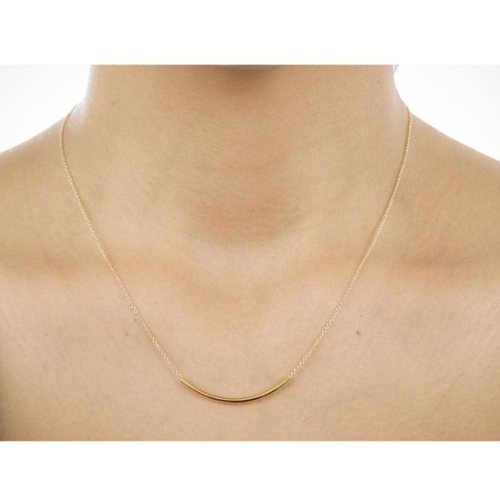 SWEET SMILE Curvy Bar Necklace In 18 Kt Gold Plating And 925 SS Plating - 702921571774