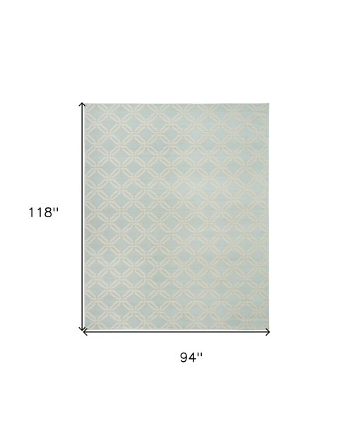 8' X 10' Beige and Green Trellis Non Skid Area Rug - 608219018207