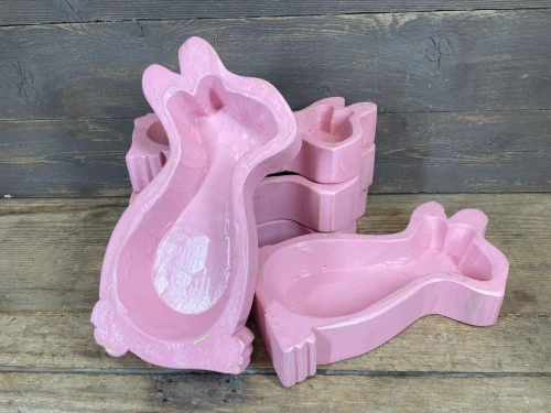 7" Baby Pink Solid Wood Bunny Dough Bowl - 880016742534