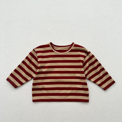 Spring Baby Kids Vintage Striped Crew Neck Long Sleeve Shirt - 716252304642
