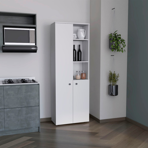 67" White Wood Two Door Pantry Or Storage Closet - 880016692457