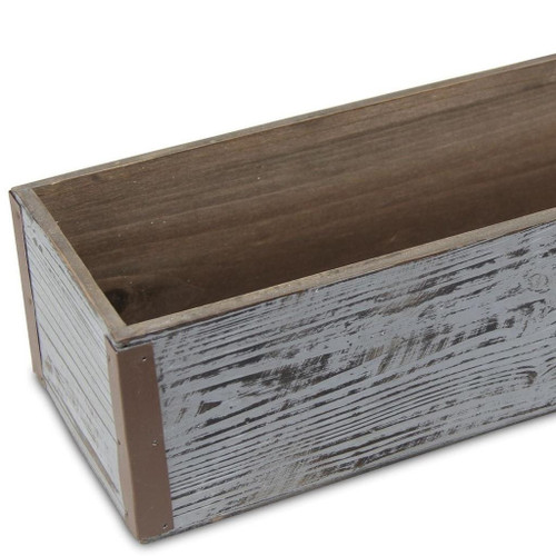 Gray Wood 151 Ounce Rectangular Distressed Planter Box - 880016865455