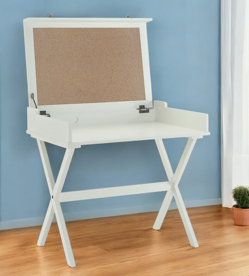 34" Antiqued White Wood Flip Top Desk - 608219208257
