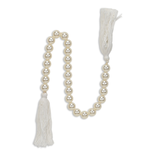 24" White Pearl Beads Decorative Tassel - 880016692990