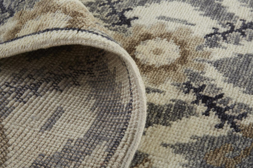 Homeroots Home Decor 5' X 8' Ivory Gray and Taupe Wool Floral Hand Knotted Stain Resistant Area Rug
