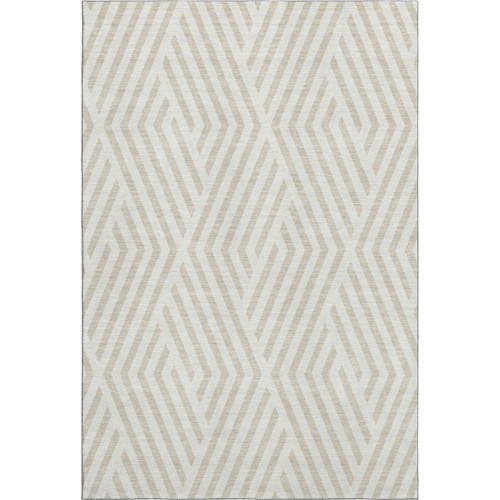 10' X 14' Ivory And Beige Geometric Washable Area Rug With UV Protection - 880016868067