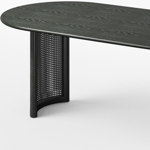 79" Black Solid Wood Double Pedestal Base Oval Dining Table - 880024937212