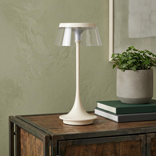 11" White Geometric Modern Industrial Battery Operated Desk Lamp - 880024801988