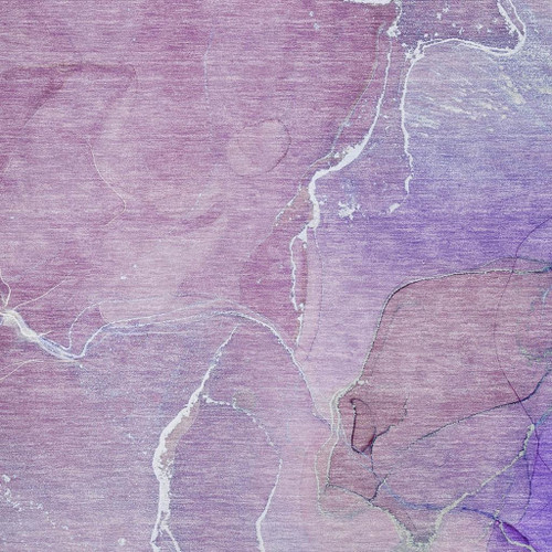 9' X 12' Purple And Ivory Abstract Washable Area Rug With UV Protection - 880016736199