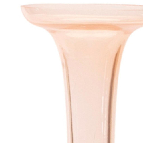 Set of Two 11" Pink Glass Trumpet Table Vases - 880016476750