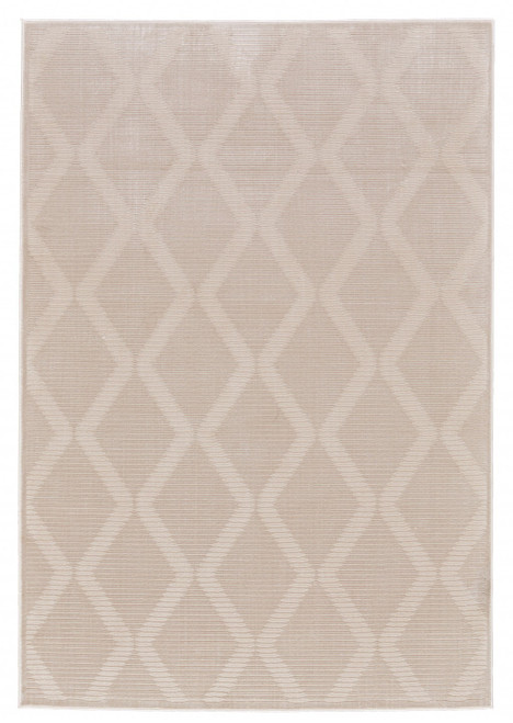10' X 13' Ivory And Tan Geometric Stain Resistant Area Rug