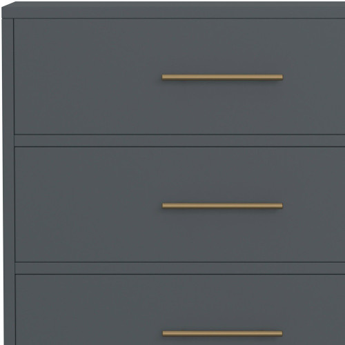 33" Gray Solid Wood Five Drawer Dresser